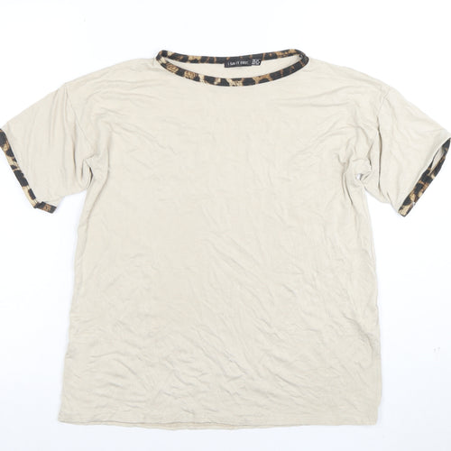 I Saw It First Women's Beige Short Sleeve Basic T-Shirt Size 10