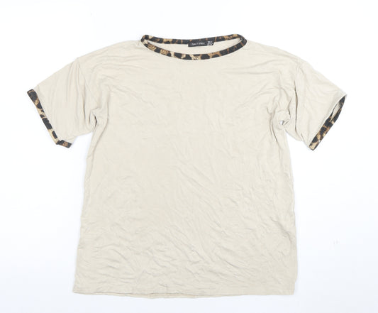 I Saw It First Women's Beige Short Sleeve Basic T-Shirt Size 10