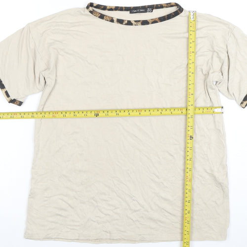 I Saw It First Women's Beige Short Sleeve Basic T-Shirt Size 10