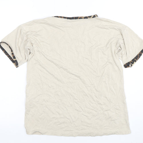 I Saw It First Women's Beige Short Sleeve Basic T-Shirt Size 10