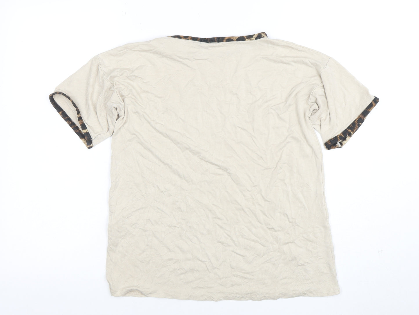 I Saw It First Women's Beige Short Sleeve Basic T-Shirt Size 10