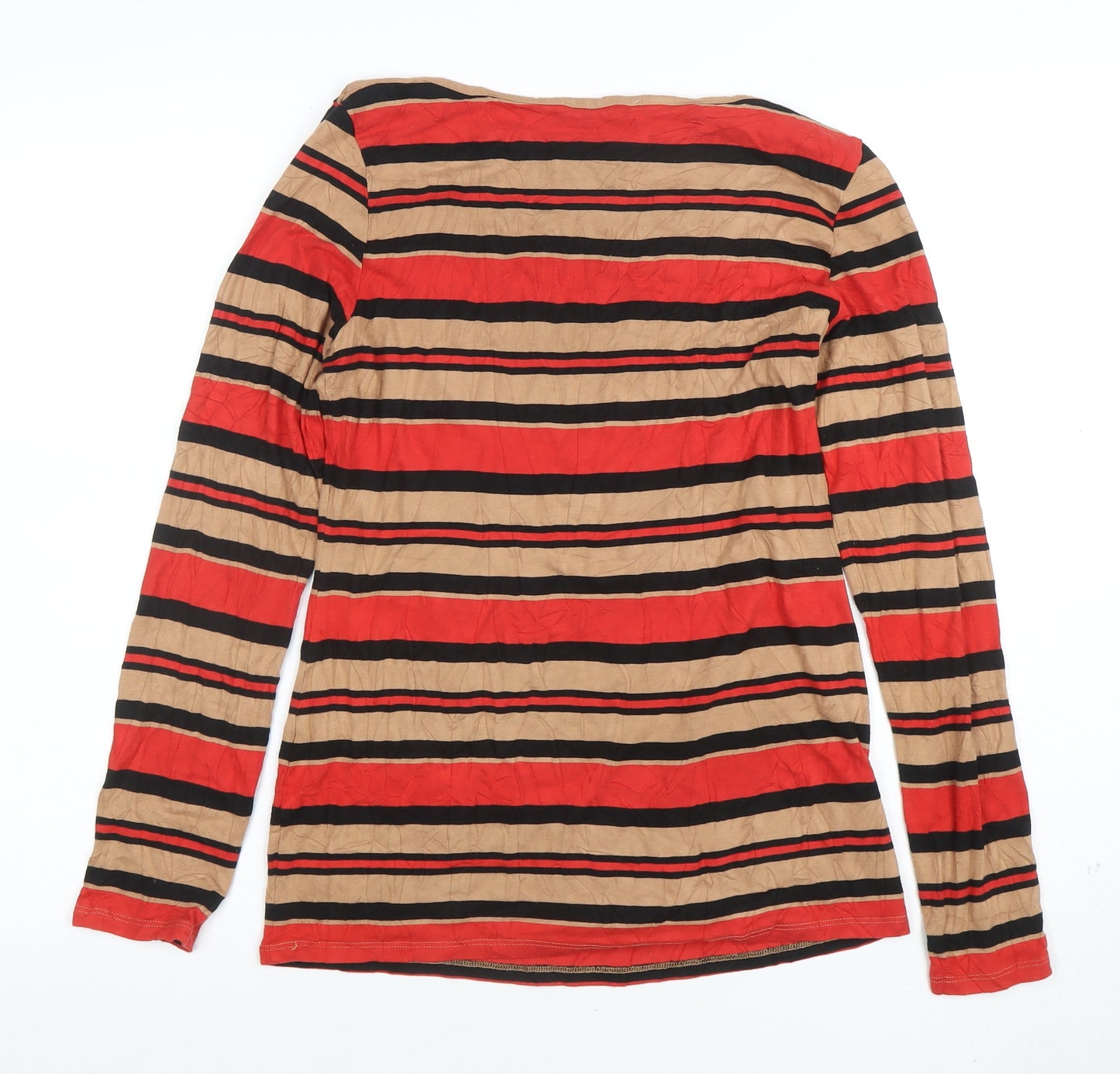 Oasis Womens Multicoloured Striped Long Sleeve Boat Neck Top L