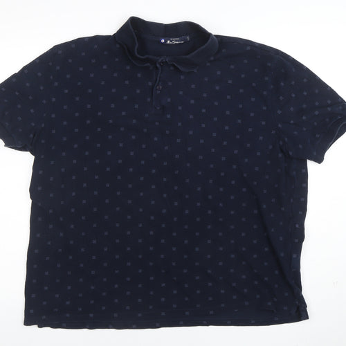 Ben Sherman Men's Blue 2XL Geometric Cotton Polo Shirt