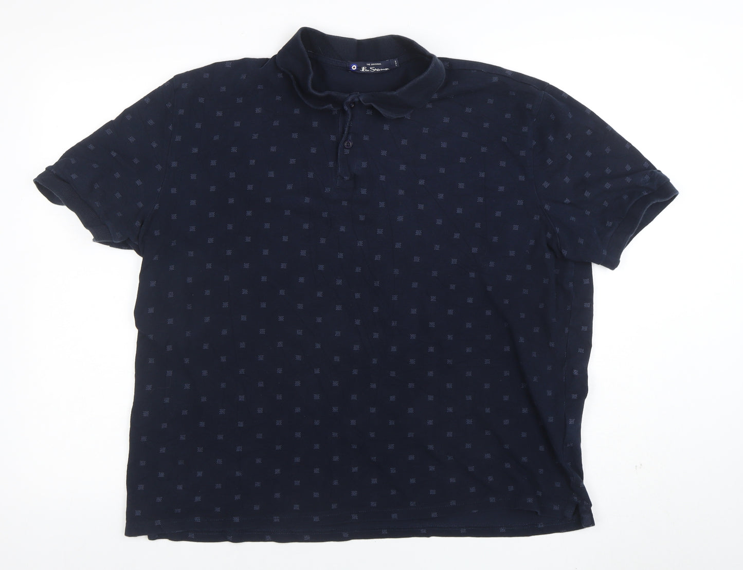 Ben Sherman Men's Blue 2XL Geometric Cotton Polo Shirt