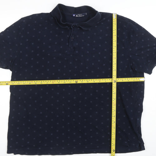 Ben Sherman Men's Blue 2XL Geometric Cotton Polo Shirt