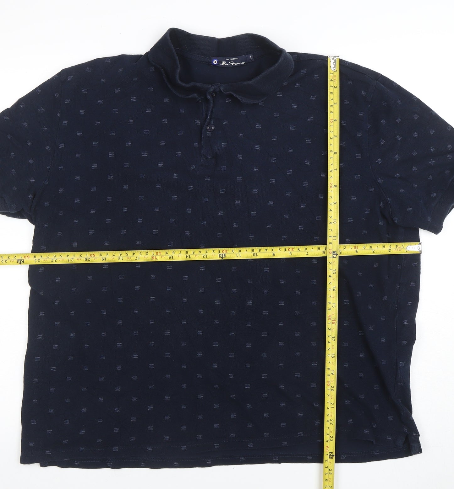 Ben Sherman Men's Blue 2XL Geometric Cotton Polo Shirt