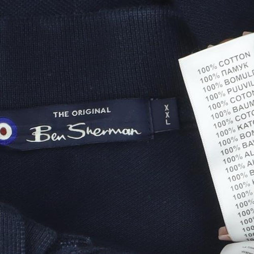 Ben Sherman Men's Blue 2XL Geometric Cotton Polo Shirt