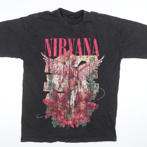 Nirvana Womens Black XS Short Sleeve Graphic Band T-Shirt
