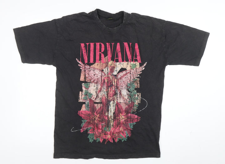 Nirvana Womens Black XS Short Sleeve Graphic Band T-Shirt