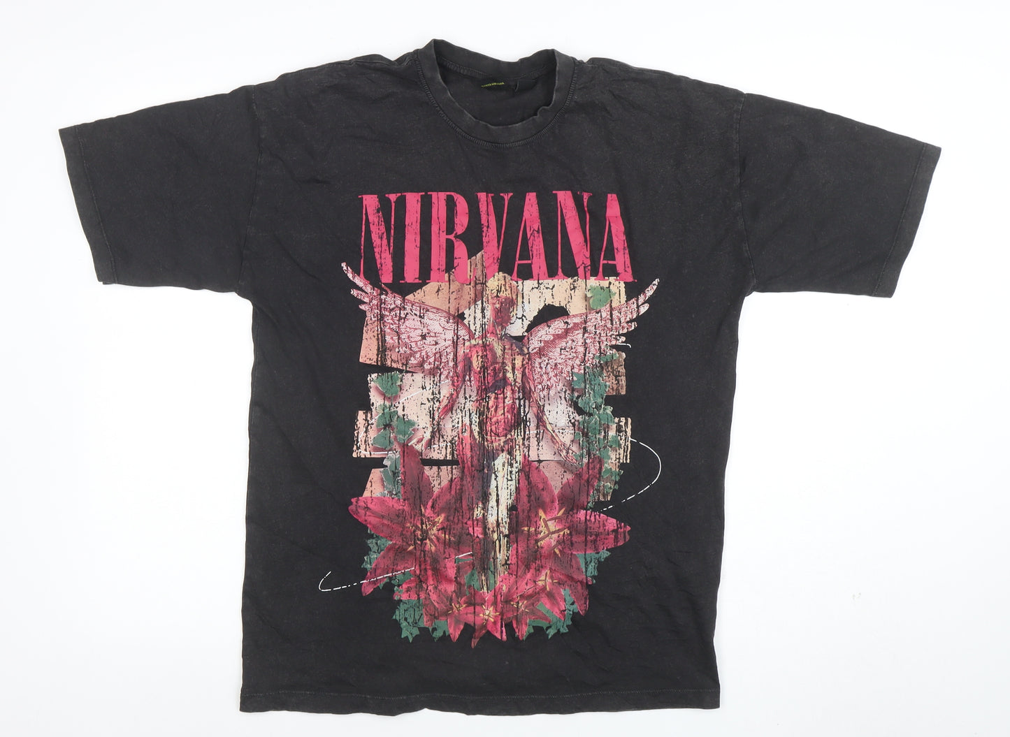 Nirvana Womens Black XS Short Sleeve Graphic Band T-Shirt