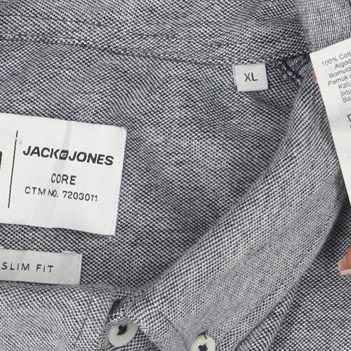 Jack & Jones Men’s Grey Slim Fit Cotton Short Sleeve Polo Shirt XL