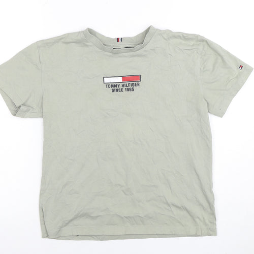 Tommy Hilfiger Boys Beige Logo Cotton Short Sleeve T-Shirt 16 Years