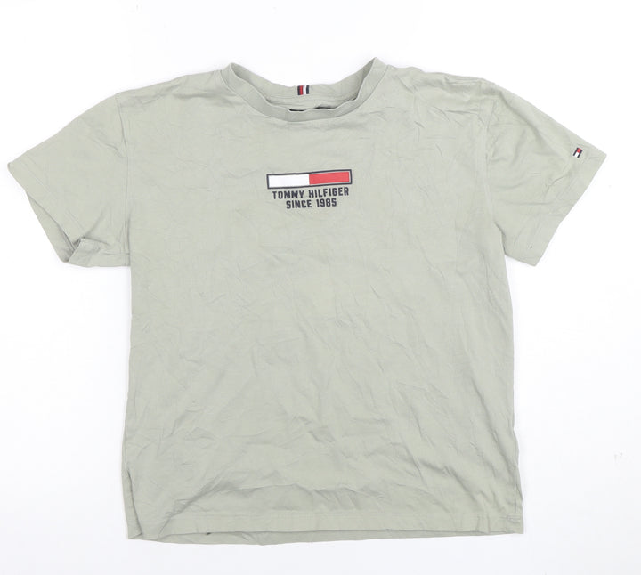 Tommy Hilfiger Boys Beige Logo Cotton Short Sleeve T-Shirt 16 Years