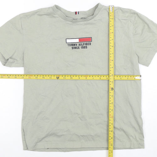 Tommy Hilfiger Boys Beige Logo Cotton Short Sleeve T-Shirt 16 Years