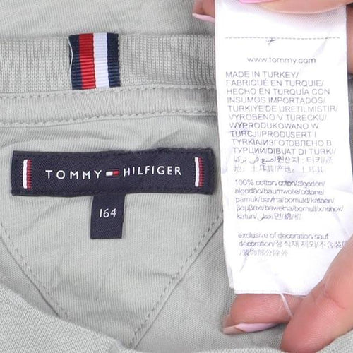 Tommy Hilfiger Boys Beige Logo Cotton Short Sleeve T-Shirt 16 Years