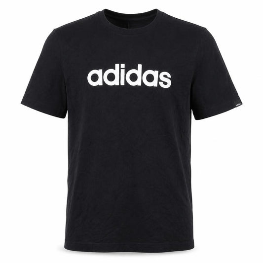 Front view of adidas Men's Black Small Logo Sports Cotton T-Shirt