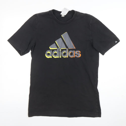adidas Men's Black Cotton Sports Logo Crew Neck T-Shirt Size S
