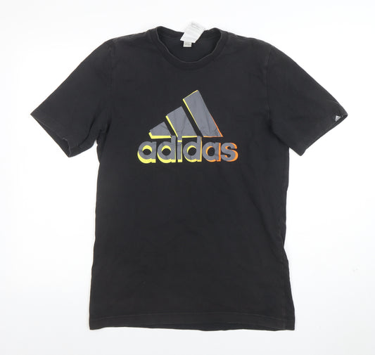 adidas Men's Black Cotton Sports Logo Crew Neck T-Shirt Size S