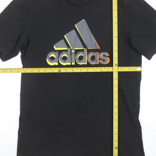 adidas Men's Black Cotton Sports Logo Crew Neck T-Shirt Size S