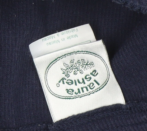 Laura Ashley Women's Blue Henley Cotton 3/4 Sleeve Top M