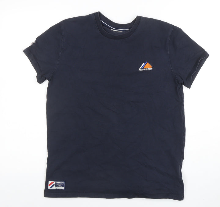 Superdry Men's Blue Crew Neck Cotton Short Sleeve T-Shirt M