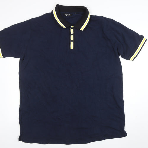 Bigdude Men's Navy Blue 2XL Cotton Short Sleeve Polo Shirt