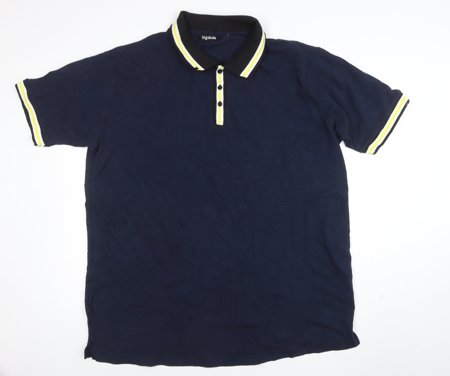 Bigdude Men's Navy Blue 2XL Cotton Short Sleeve Polo Shirt