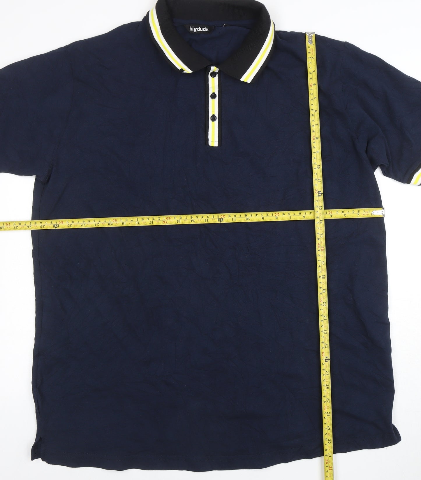 Bigdude Men's Navy Blue 2XL Cotton Short Sleeve Polo Shirt