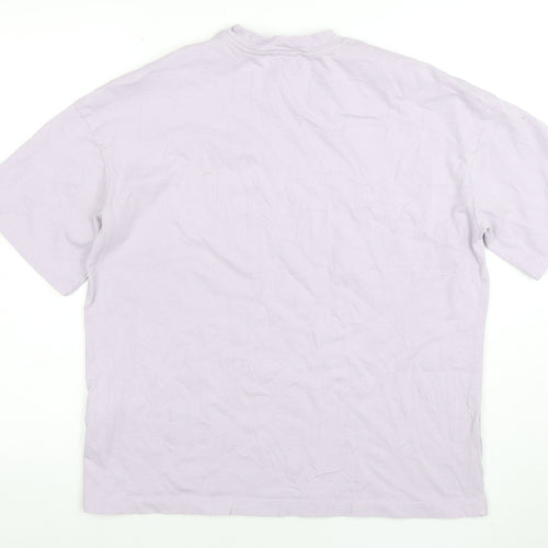 ZARA Womens Purple Cotton T-Shirt S Crew Neck Summer Top