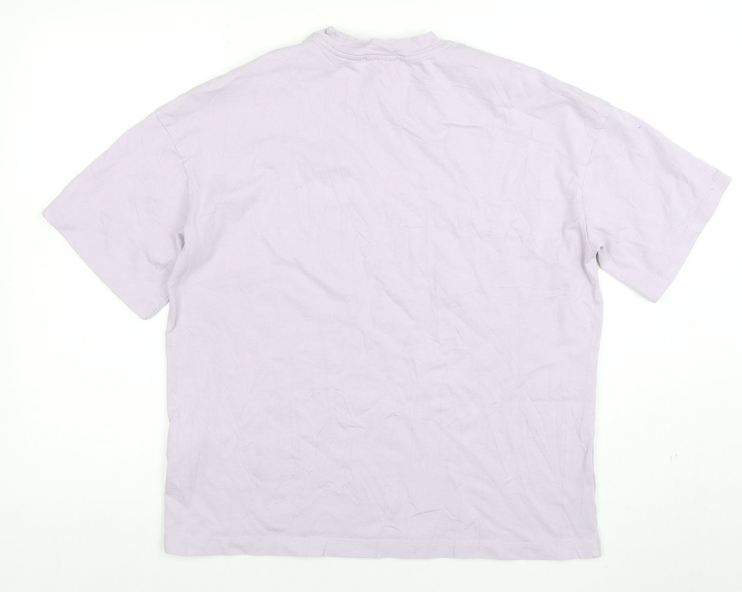ZARA Womens Purple Cotton T-Shirt S Crew Neck Summer Top
