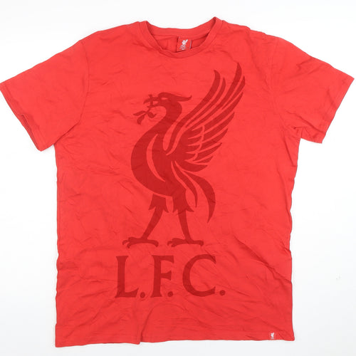 LFC Men's Red Cotton Crew Neck Short Sleeve T-Shirt M