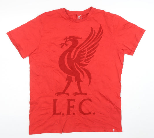 LFC Men's Red Cotton Crew Neck Short Sleeve T-Shirt M