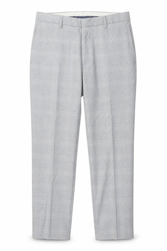 Front view of Marks & Spencer Men's Grey Check Skinny Fit Trousers 32 Short