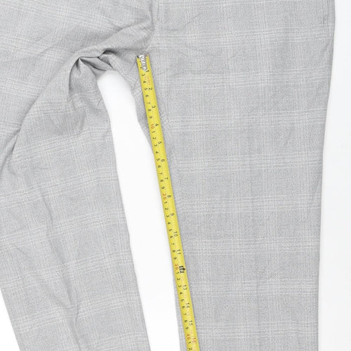 Marks and Spencer Men's Grey Check Skinny Fit Trousers 32 Short