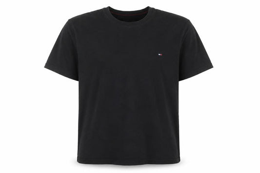 Front view of Tommy Hilfiger Denim Men's Black XL Crew Neck Cotton T-Shirt