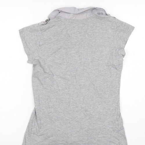 Papaya Women's Grey Short Sleeve Collared Polo Top Size 12