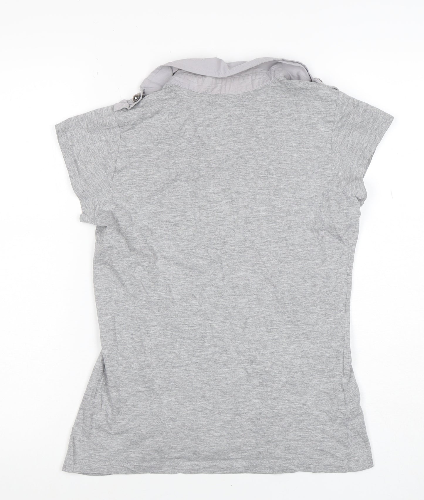 Papaya Women's Grey Short Sleeve Collared Polo Top Size 12