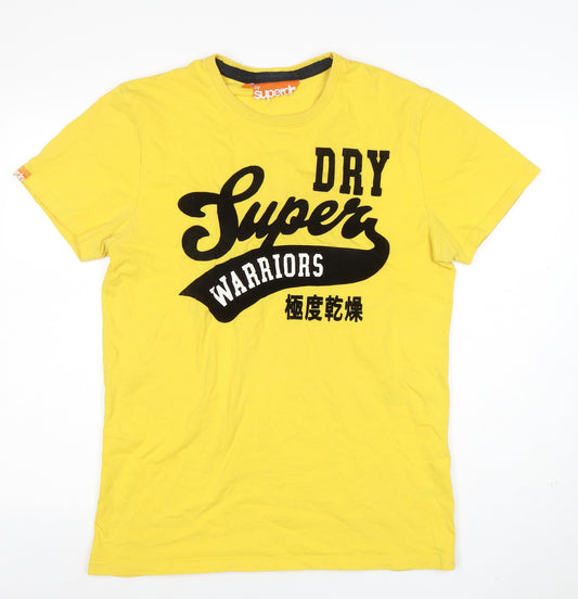 Superdry Men’s Yellow Graphic Print T-Shirt L Sports Retro