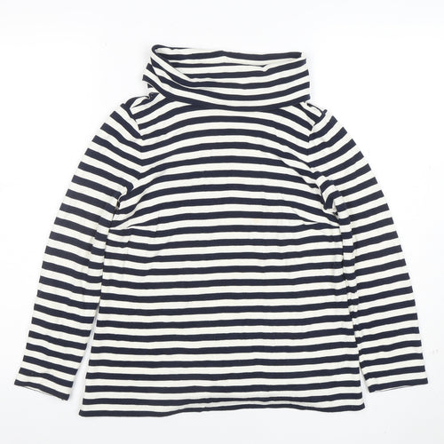 Hobbs Women Blue Striped Roll Neck Long Sleeve Jersey Top XS