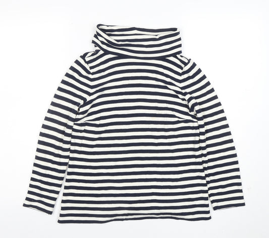 Hobbs Women Blue Striped Roll Neck Long Sleeve Jersey Top XS