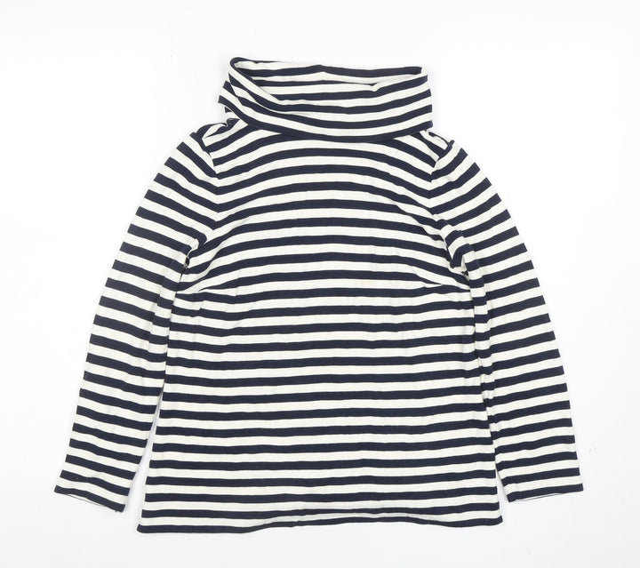 Hobbs Women Blue Striped Roll Neck Long Sleeve Jersey Top XS