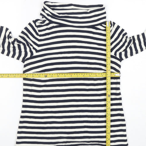 Hobbs Women Blue Striped Roll Neck Long Sleeve Jersey Top XS