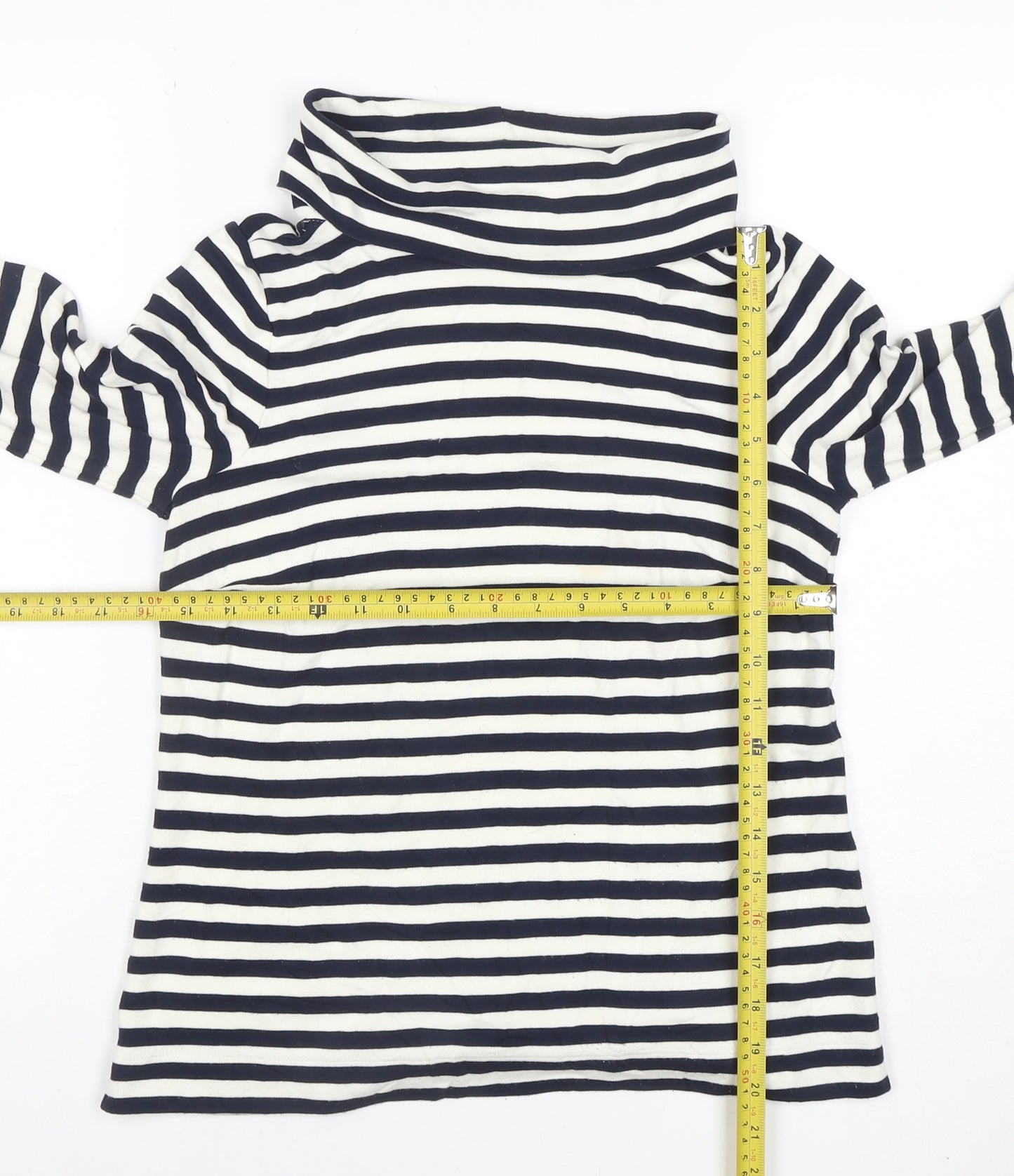 Hobbs Women Blue Striped Roll Neck Long Sleeve Jersey Top XS
