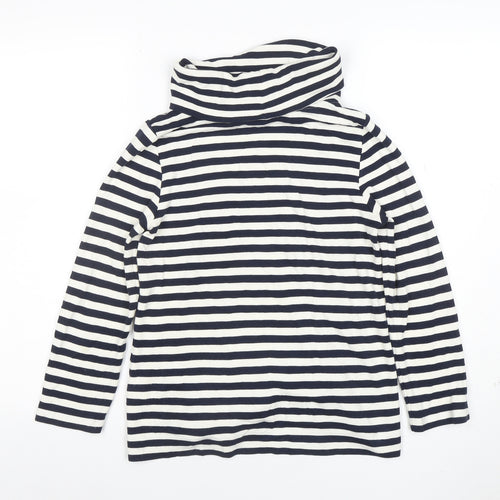 Hobbs Women Blue Striped Roll Neck Long Sleeve Jersey Top XS