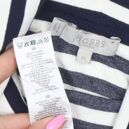 Hobbs Women Blue Striped Roll Neck Long Sleeve Jersey Top XS