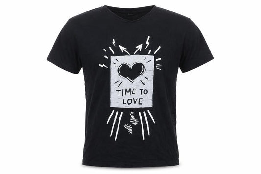 Front view of Diesel Men’s Black Short Sleeve Graphic Love T-Shirt, size S