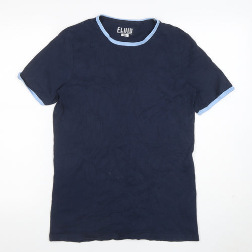 Fluid Mens Navy Blue Short Sleeve Crew Neck Cotton T-Shirt Size S