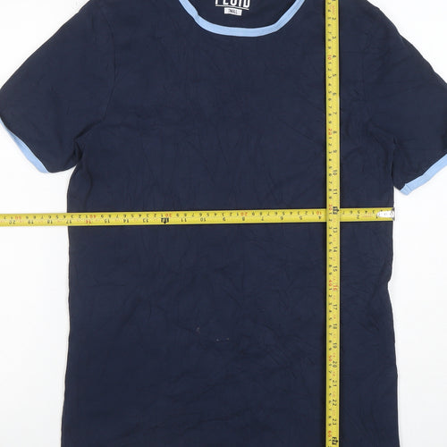 Fluid Mens Navy Blue Short Sleeve Crew Neck Cotton T-Shirt Size S