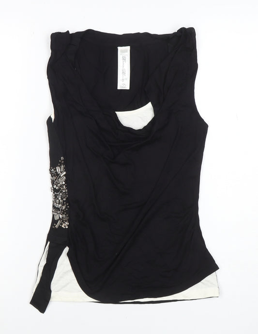 Karen Millen Women's Black Beaded Sleeveless Camisole Top Size 6