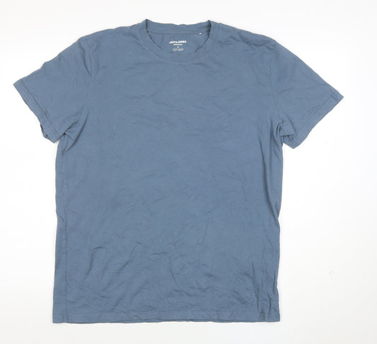 Jack & Jones Men's Blue XL Cotton Crew Neck Short Sleeve T-Shirt